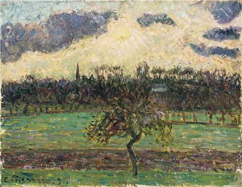 卡米尔·毕沙罗(Camille Pissarro)-苹果树éragny的草地 1894年油画高清下载