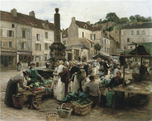 莱昂·奥古斯丁·莱尔米特（Léon AugustinLhermitte）-提耶里城堡 1879年油画高清
