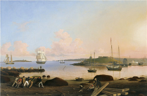 费兹·亨利·莱恩（Fitz Henry Lane）-马萨诸塞州格洛斯特堡和十磅岛 1847年油画
