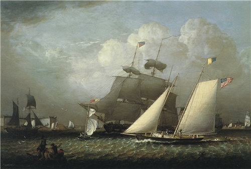 罗伯特·萨蒙（Robert Salmon）-“梦想”游艇的图片 1839年油画高清下载