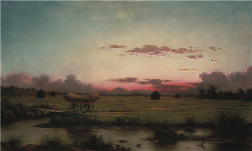 马丁·约翰逊·海德（Martin Johnson Heade）-罗德岛的沼泽 1866年油画
