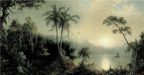 马丁·约翰逊·海德（Martin Johnson Heade）-尼加拉瓜的日出 1869年油画高清