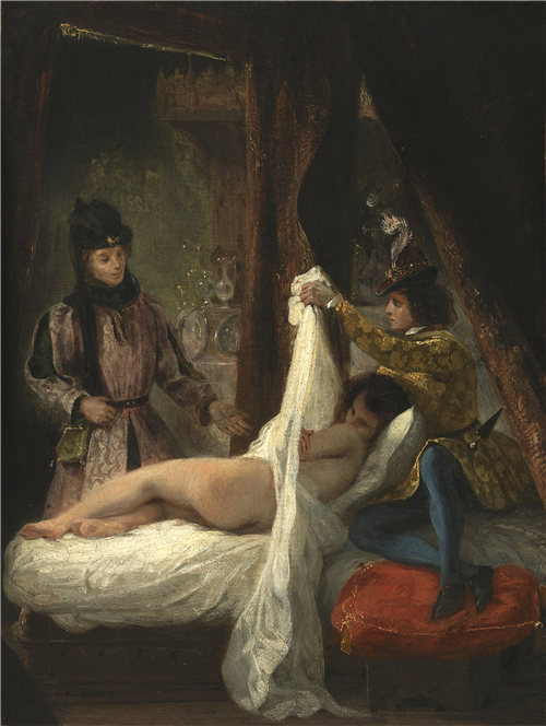 欧仁·德拉克鲁瓦（Eugène Delacroix）-奥尔良公爵展示他的情人 1825年-1826年油画