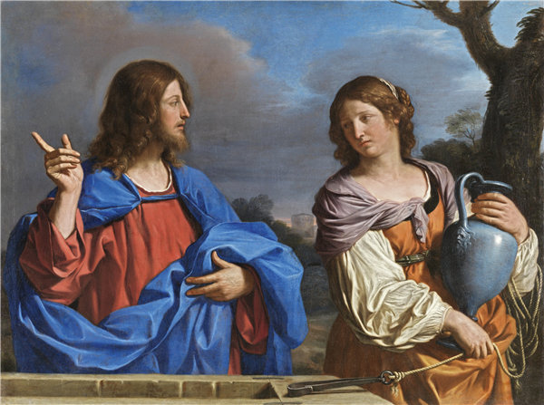 圭尔奇诺 （Guercino）（乔瓦尼·弗朗切斯科·巴比耶里）-基督和撒玛利亚妇人在井上 1640年-1641年高清