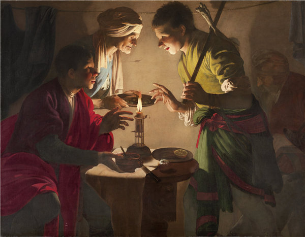 亨德里克·特·布鲁根（Hendrick ter Brugghen）-以扫卖他的生育权 1627年油画高清