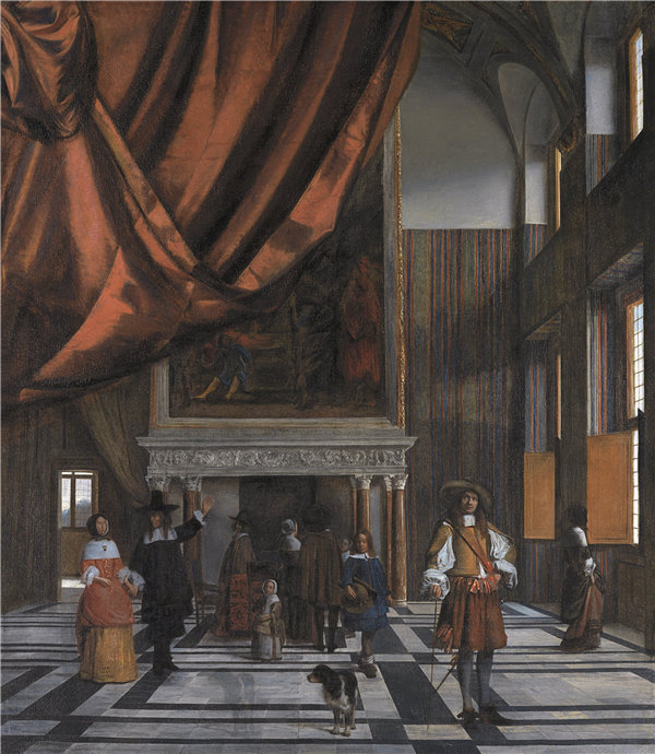 彼得·亨德里克斯（Pieter Hendricksz）-阿姆斯特丹市政厅理事会会议厅的内部 1663年-1665年油画高清