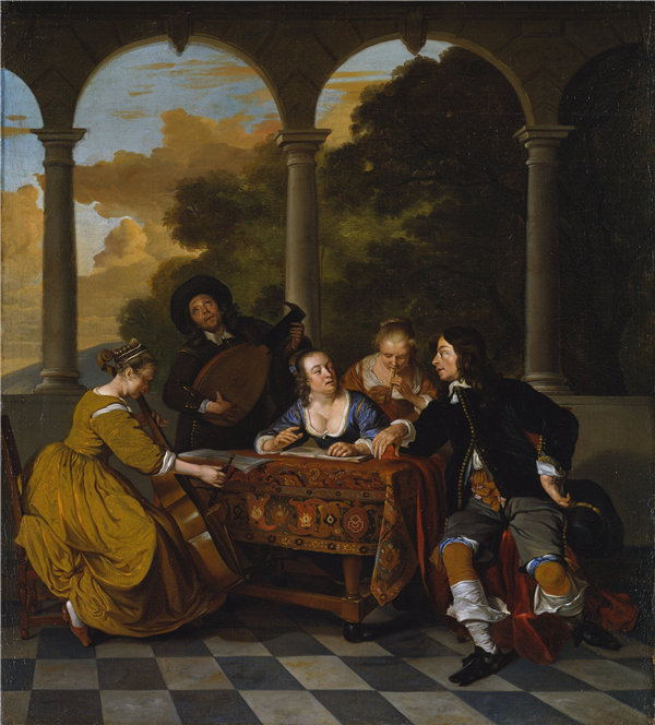 雅各布·范·卢（Jacob van Loo）-乐团 1650-1652年油画高清