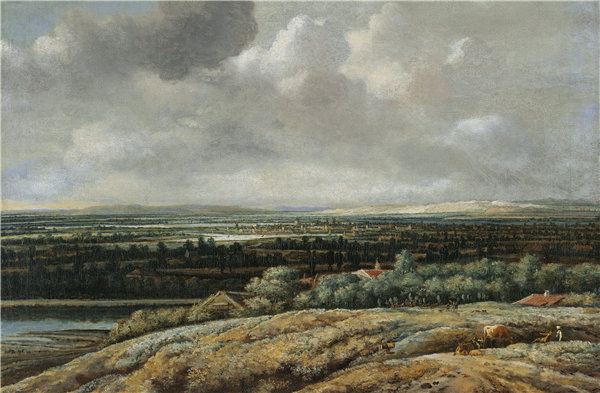 飞利浦·科宁克（Philips Koninck）-全景景观与背景中的一座城市 1655年油画