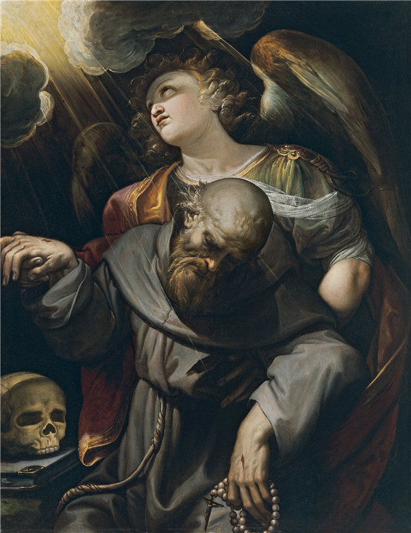 费拉乌·芬佐尼（Ferraù Fenzoni）-圣弗朗西斯与污名，由一个天使举起 1610年-1620年油画