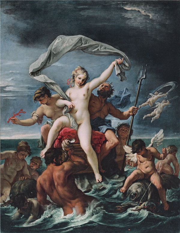 塞巴斯蒂亚诺·里奇（Sebastiano Ricci）-海王星和角闪石 1691年-1694年油画作品