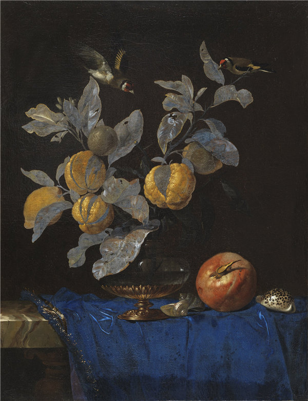 威廉·范·阿斯特（Willem van Aelst）-静物与水果 1664年油画高清下载