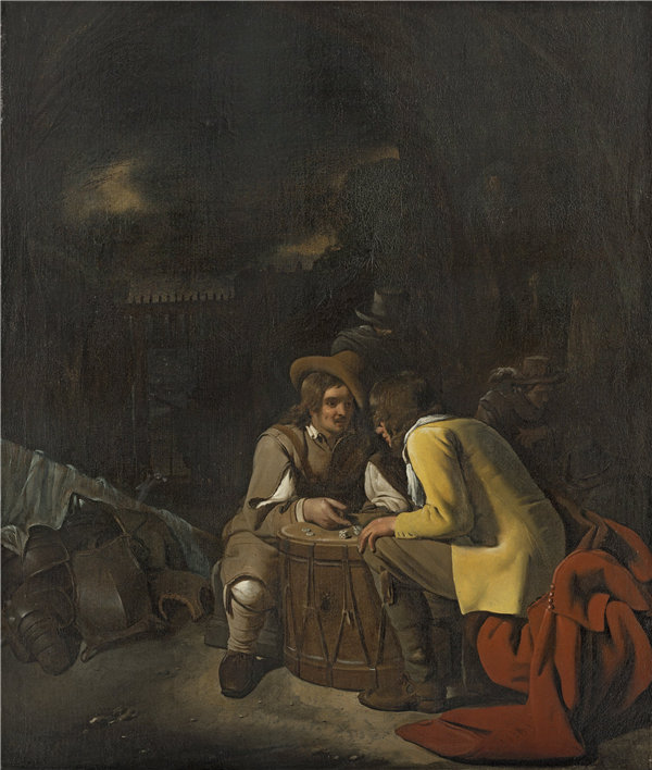米歇尔·斯威特斯（Michiel Sweerts）-士兵们玩骰子 1656年-1658年油画高清