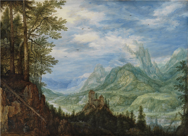 罗兰德·萨弗里（Roelandt Savery）-城堡山风景 1609年油画高清下载