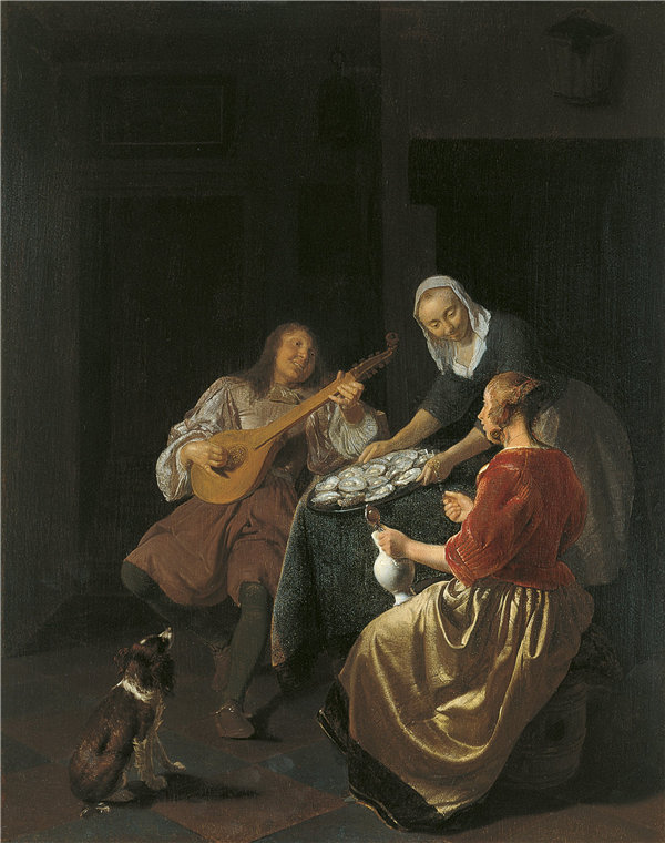 雅各布·卢卡斯（Jacob Lucasz）。奥赫特维尔特-牡蛎食者 1665年-1669年油画