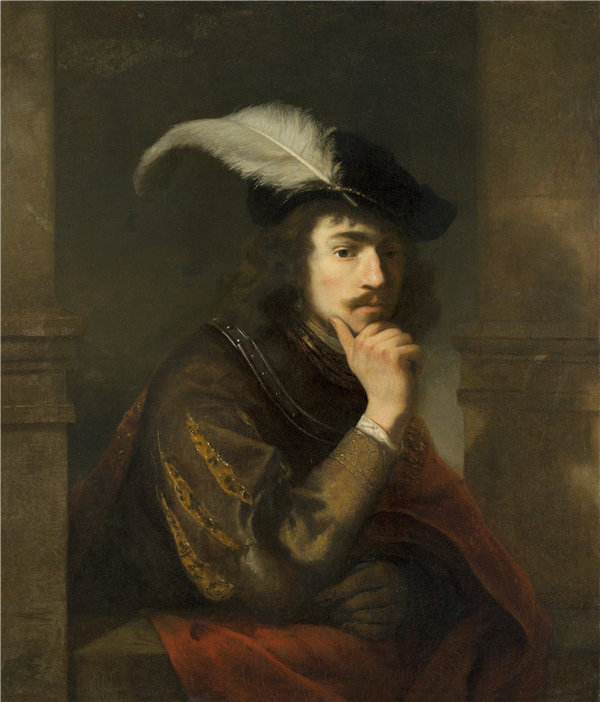 费迪南德·波尔（Ferdinand Bol）-戴着羽毛帽的年轻人 1647年油画高清下载