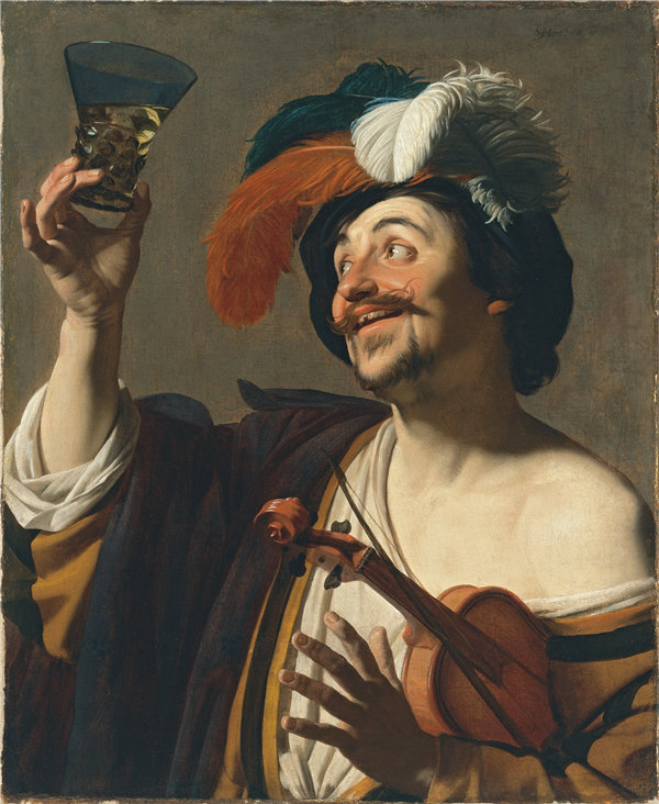 格里特·范·霍恩霍斯特（Gerrit van Honthorst）-快乐的小提琴家 1624年油画