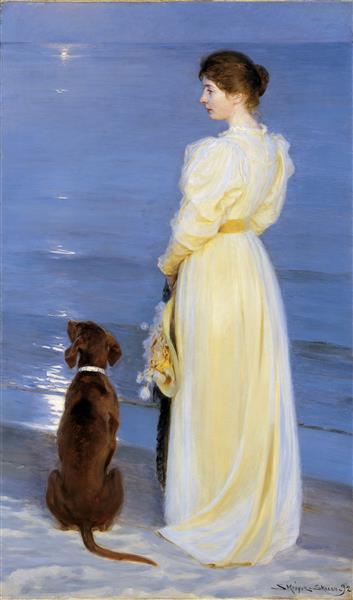 丹麦画家佩德·瑟夫林·柯罗耶(peder severin kroyer)作品《斯卡恩的夏日夜晚》高清下载