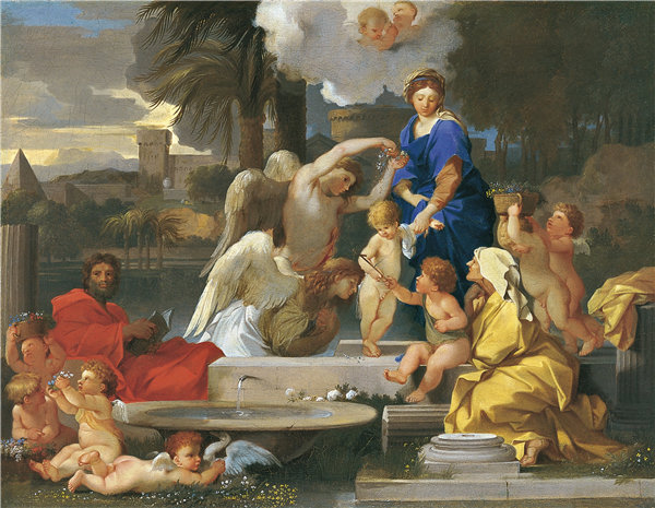 塞巴斯蒂安·波登（SébastienBourdon）-神圣家族，与圣伊丽莎白和婴儿浸信会圣约翰 1653年-1657年油画