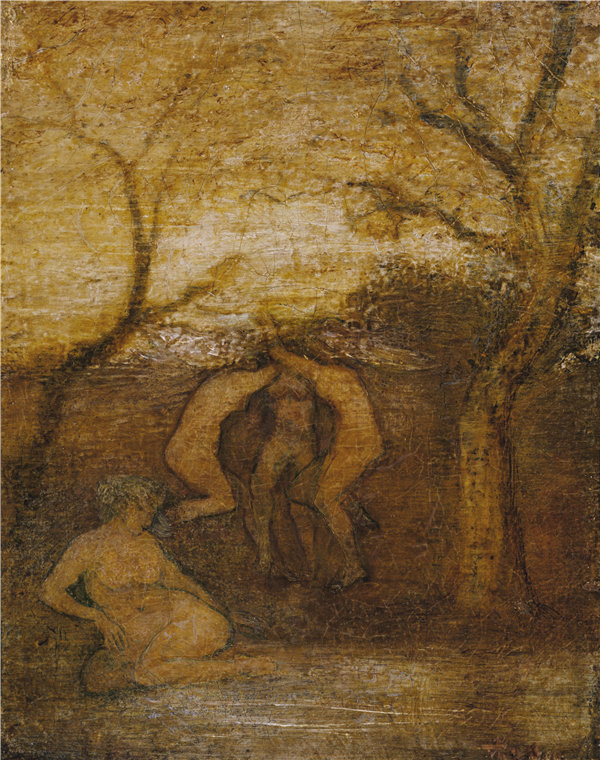 阿尔伯特·平克汉姆·赖德（Albert Pinkham Ryder），《跳舞的树精》  1879年油画高清