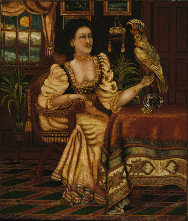 彼得·奥利弗·福斯（Peter Oliver Foss），《凤头鹦鹉》的女人 1895-1917年油画高清