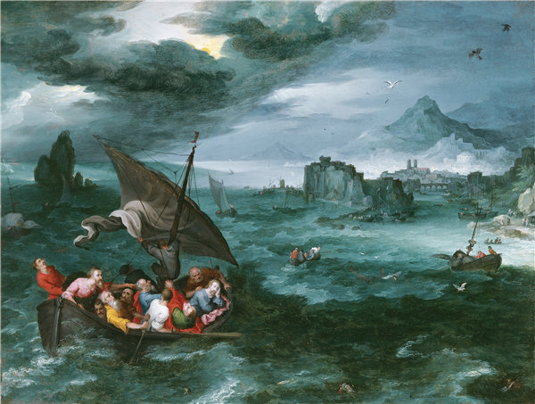扬·布鲁格赫尔（Jan Brueghel）-基督在加利利海的风暴中 1596年作品