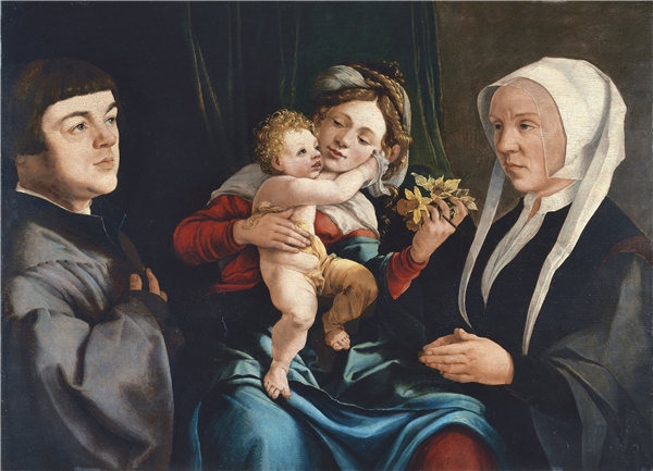 扬·范·斯柯（Jan van Scorel）-黄水仙的圣母与基督的孩子和捐助者 1535年作品