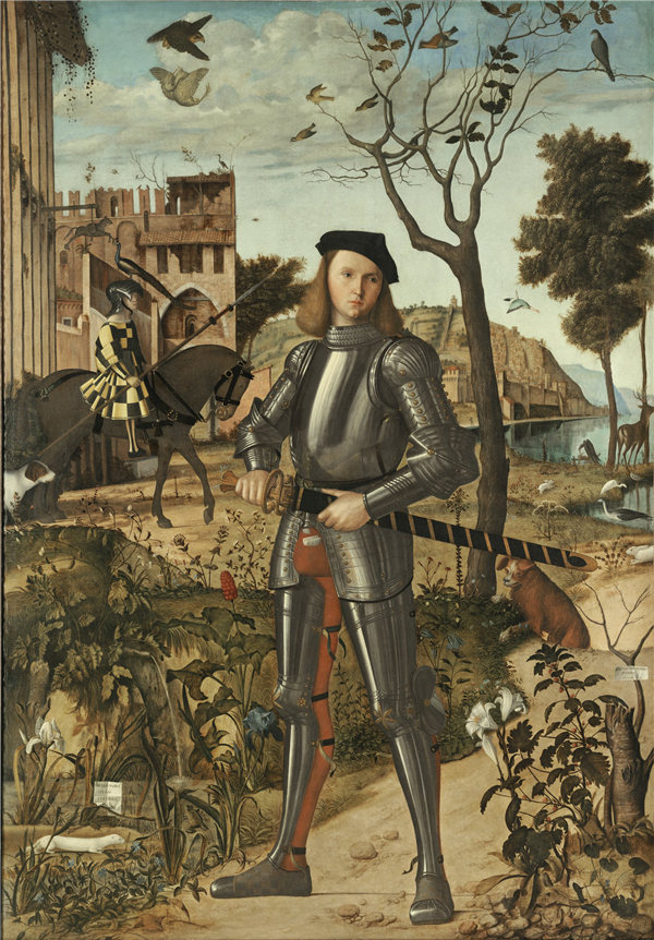 维托雷·卡尔帕乔（Vittore Carpaccio）-风景中的年轻骑士 1505年油画高清