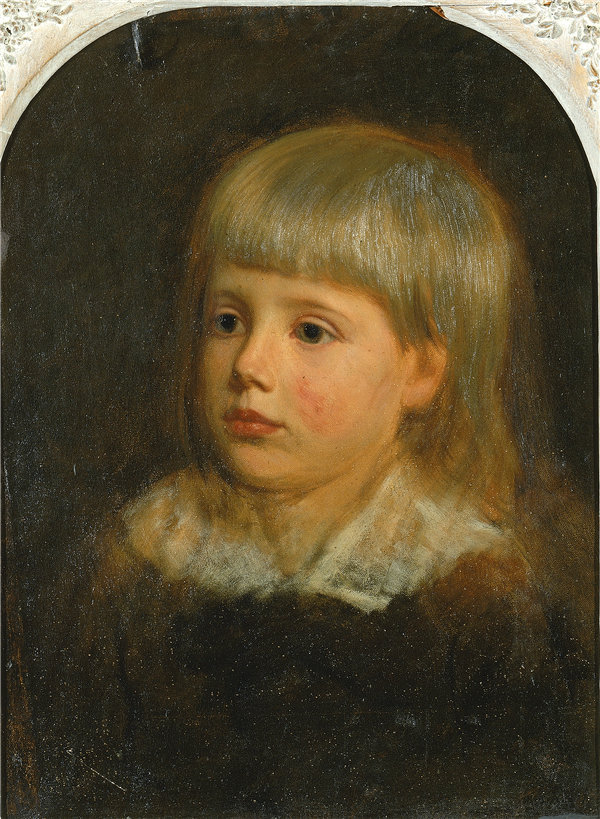 奥利弗·英格拉汉·雷（Oliver Ingraham Lay）-查尔斯·唐宁·雷，艺术家之子肖像，1881-1883年油画