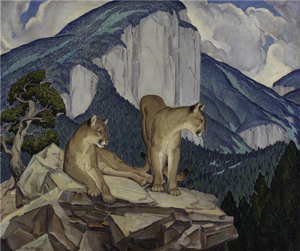 迈拉·特纳（Ila McAfee Turner），《山狮》， 1933-1934年油画高清下载