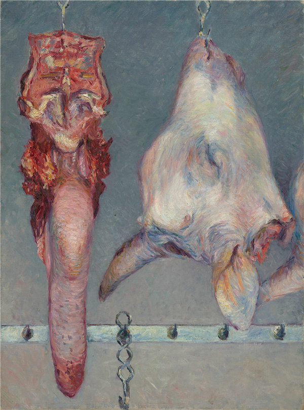 古斯塔夫·卡耶博特(Gustave Caillebotte)-小牛的头和牛舌 1882年油画高清