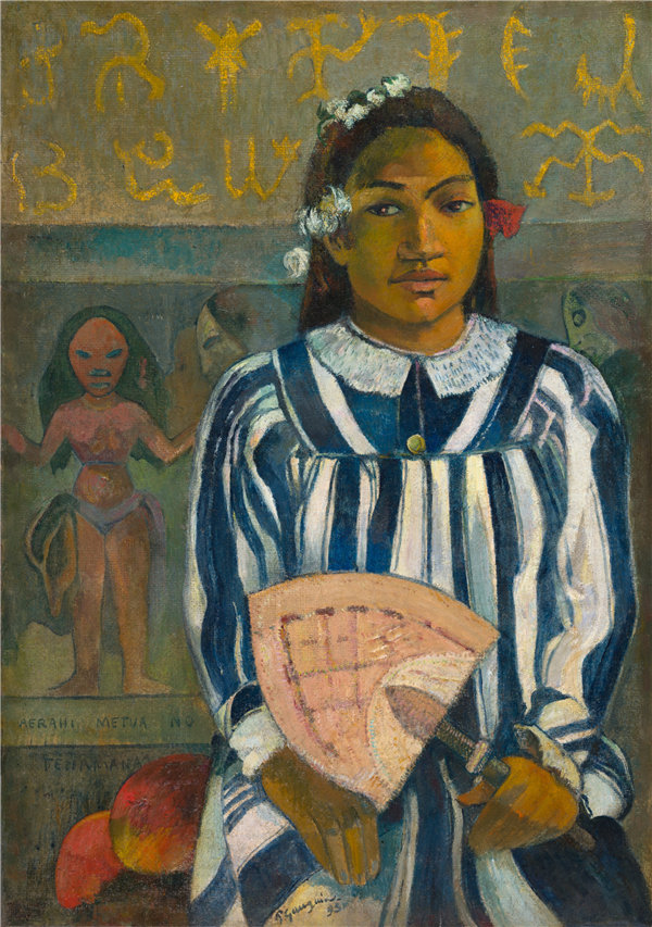 保罗·高更（Paul Gauguin）-（Tehamana有很多父母或Tehamana的祖先） 1893年油画高清