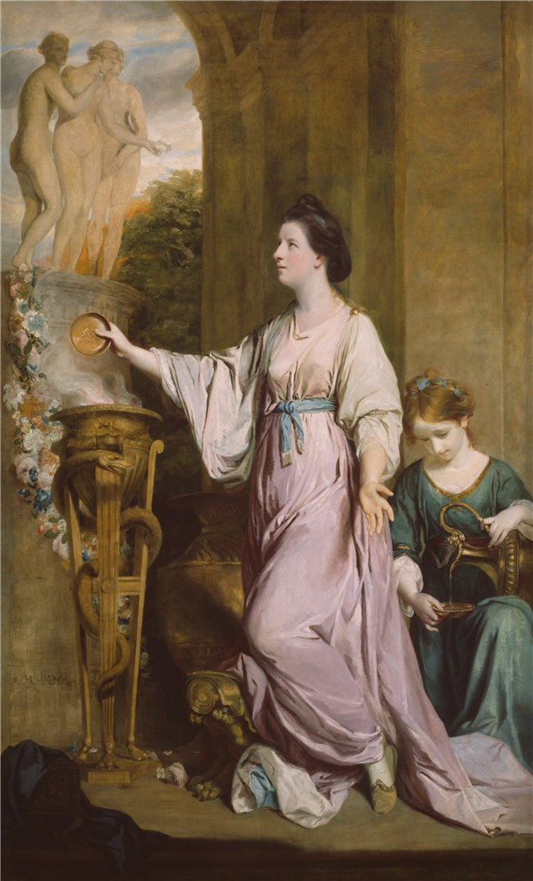 约书亚·雷诺兹爵士（Sir Joshua Reynolds）-莎拉·本伯里夫人牺牲的恩典 1763年油画高清