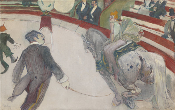 亨利·德·图卢兹-劳特雷克 （Henri de Toulouse-Lautrec）作品-Equestrienne（在太阳马戏团费尔南多处）1887年油画