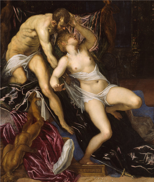 丁托列托（Jacopo Comin）-塔尔金（Tarquin）和露西莉娅（Lucretia）油画