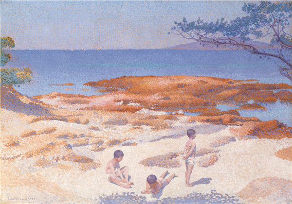 亨利·埃德蒙·克罗斯(Henri Edmond Cross)-卡巴森(贝恩-卡尔)海滩,1891年油画