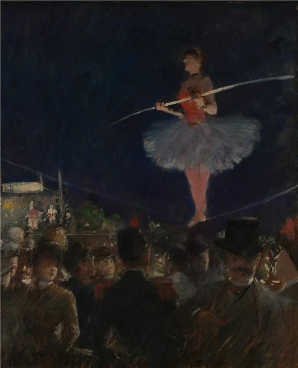 让·路易·佛让·路易·福兰（Jean Louis Forain）-紧绳助步器 1885年油画高清下载