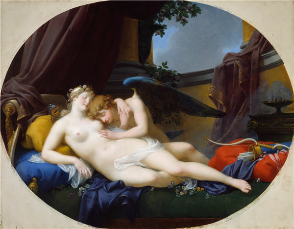 让·巴蒂斯特·雷诺(Jean Baptiste Regnault)-丘比特与灵魂 1828年油画
