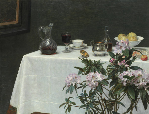 亨利·范汀·拉图尔（Henri Fantin-Latour）-静物：桌子角落，1873年油画