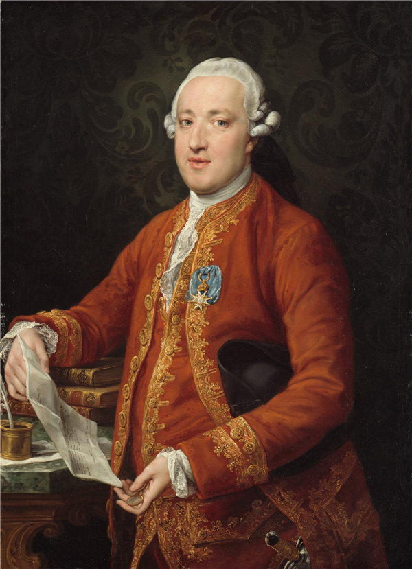 蓬佩奥·巴托尼(Pompeo Girolamo Batoni)-DonJoséMoñino和Redondo,佛罗里达州孔德港 1776年意大利油画