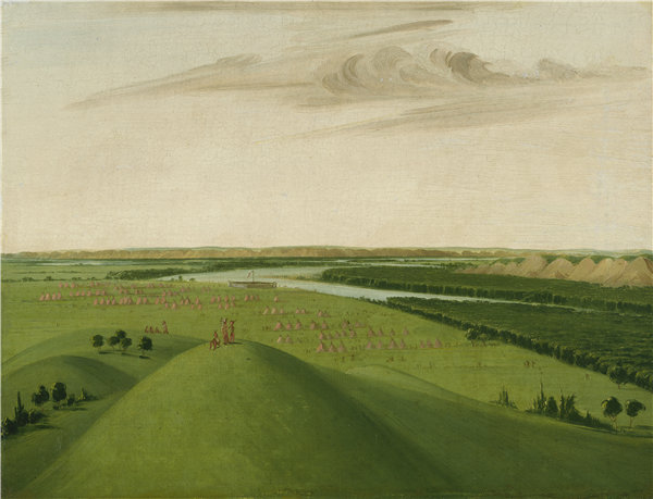 乔治·卡特林（George Catlin），福特工会，黄石河口，距圣路易斯2000英里， 1832年油画