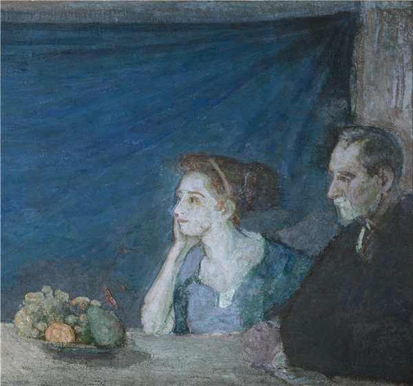亨利·奥萨瓦·坦纳（Henry Ossawa Tanner），《阿瑟顿·柯蒂斯夫妇的静物写生肖像》油画