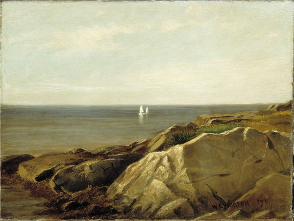 威廉·诺顿（William E. Norton），缅因州海岸， 1875年油画高清下载