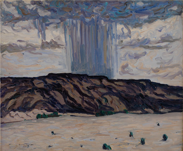 艾伦·塔克（Allen Tucker）-新墨西哥州黑梅萨（Black Mesa）的Cloudburst， 1925年油画