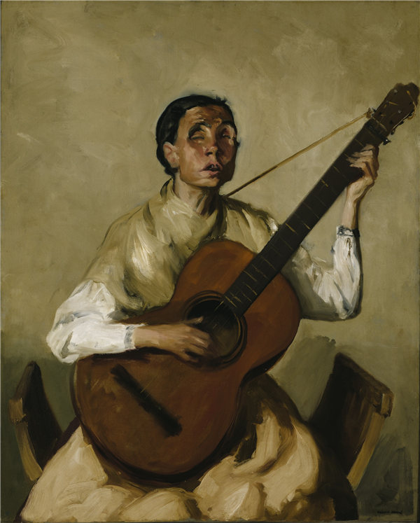 罗伯特·亨利（Robert Henri），盲人西班牙歌手， 1912年油画