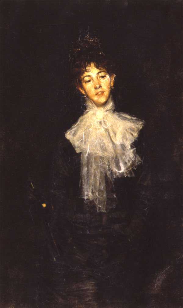 肯扬·考克斯（Kenyon Cox），《黑衣女郎》， 1880年油画高清下载