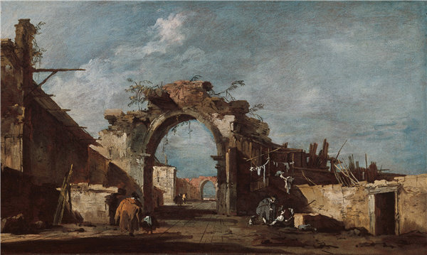 弗朗切斯科·瓜迪（Francesco Guardi)-毁灭的拱门，1775年意大利油画