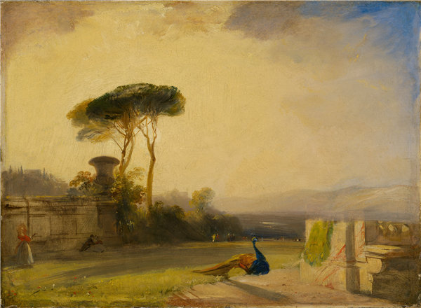 理查德·帕克斯·波宁顿（Richard Parkes Bonington）-1826年在佛罗伦萨附近的别墅旁 英国油画