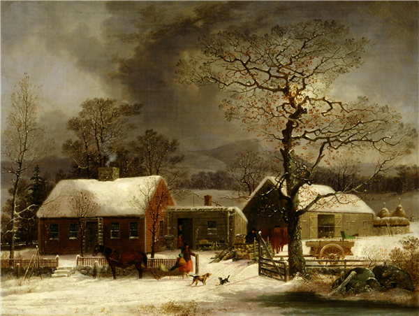 乔治·亨利·杜里（George Henry Durrie）-《康涅狄格州纽黑文的冬季风光》 1858年油画