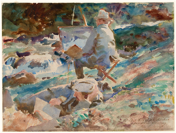 约翰·辛格·萨金特（John Singer Sargent）-画架上的艺术家，1914年作品