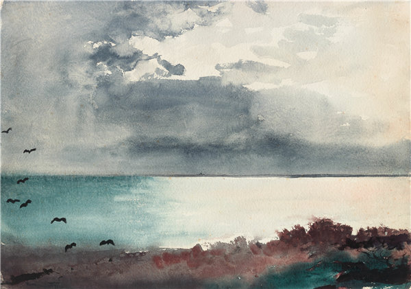 温斯洛·荷马（Winslow Homer）-缅因州海岸暴风雨，1894年作品高清下载